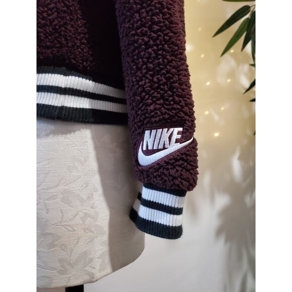 Nike Bomber Wolf Sherpa Teddy Bear Full Zip Bomber Jacket Womens Size M Purple - Picture 7 of 13